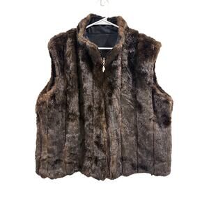 Isabella’s Journey Brown Faux Fur Sleeveless Vest XL Expresso Brown Zipper